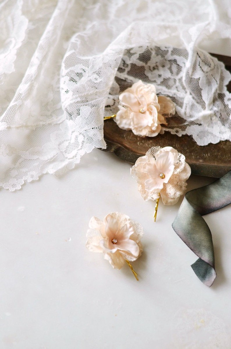 Wedding flower hair pins bridal bobby pins floral hair clip Etsy