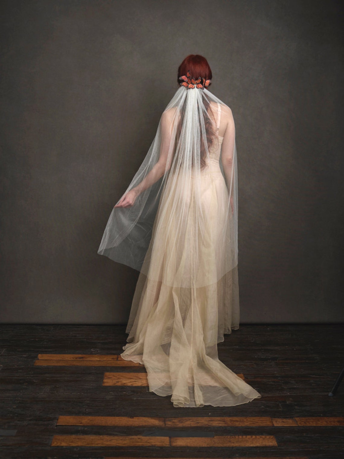 Butterfly Headpiece Wedding Veil Bridal Veil Butterfly Etsy