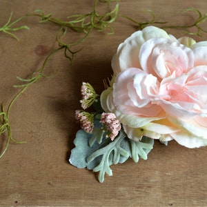 Bridal headpiece, rose comb, wedding flower comb, pink wedding hair piece, woodland hair accessory image 2