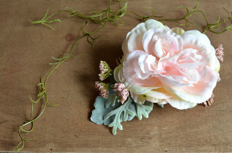 Bridal headpiece, rose comb, wedding flower comb, pink wedding hair piece, woodland hair accessory image 2