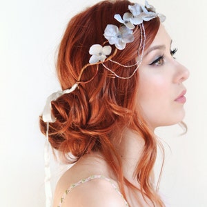 Silver crown, wedding headpiece, grey floral crown, hair wreath, art nouveau headdress, bridal hair accessories Moon garden image 3