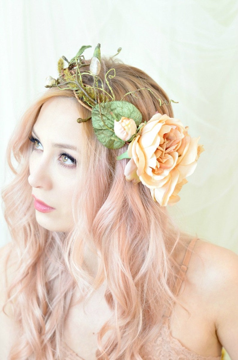 Woodland crown floral hair wreath forest flower crown Etsy