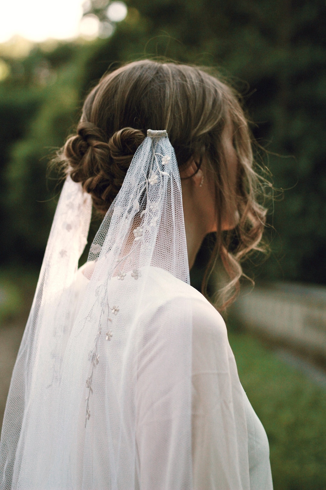 Embroidered Bridal Veil, White Wedding Veil, Cathedral