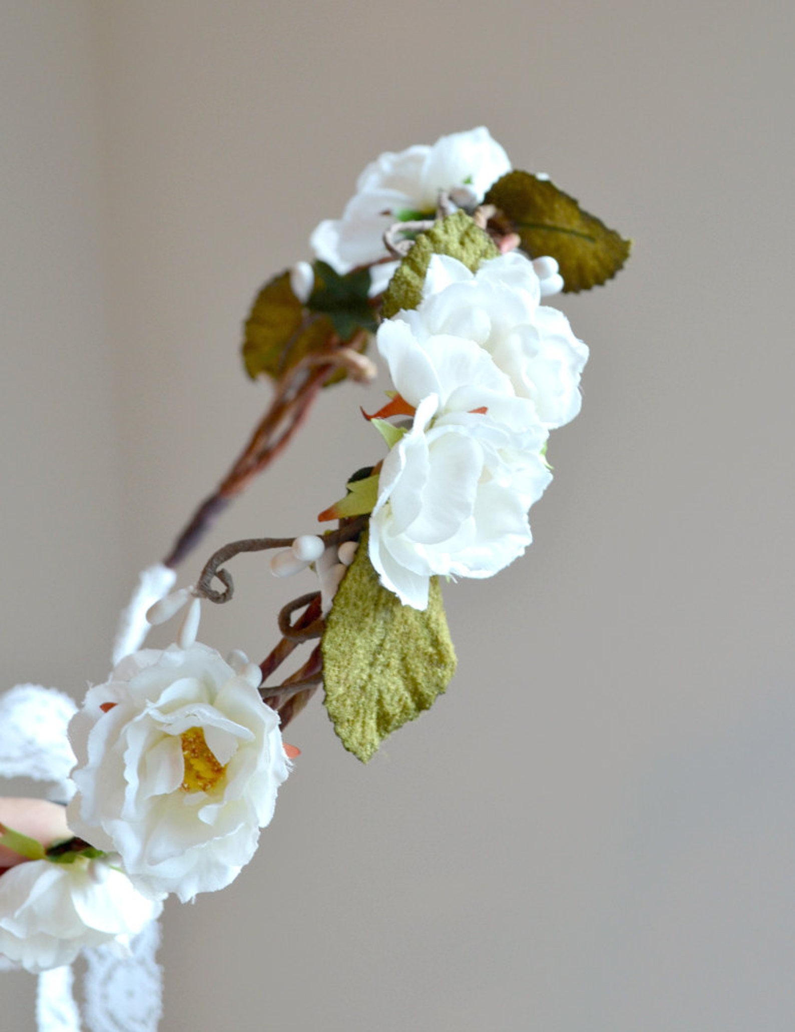 White Rose Wedding Crown White Flower Crown Floral Head Etsy