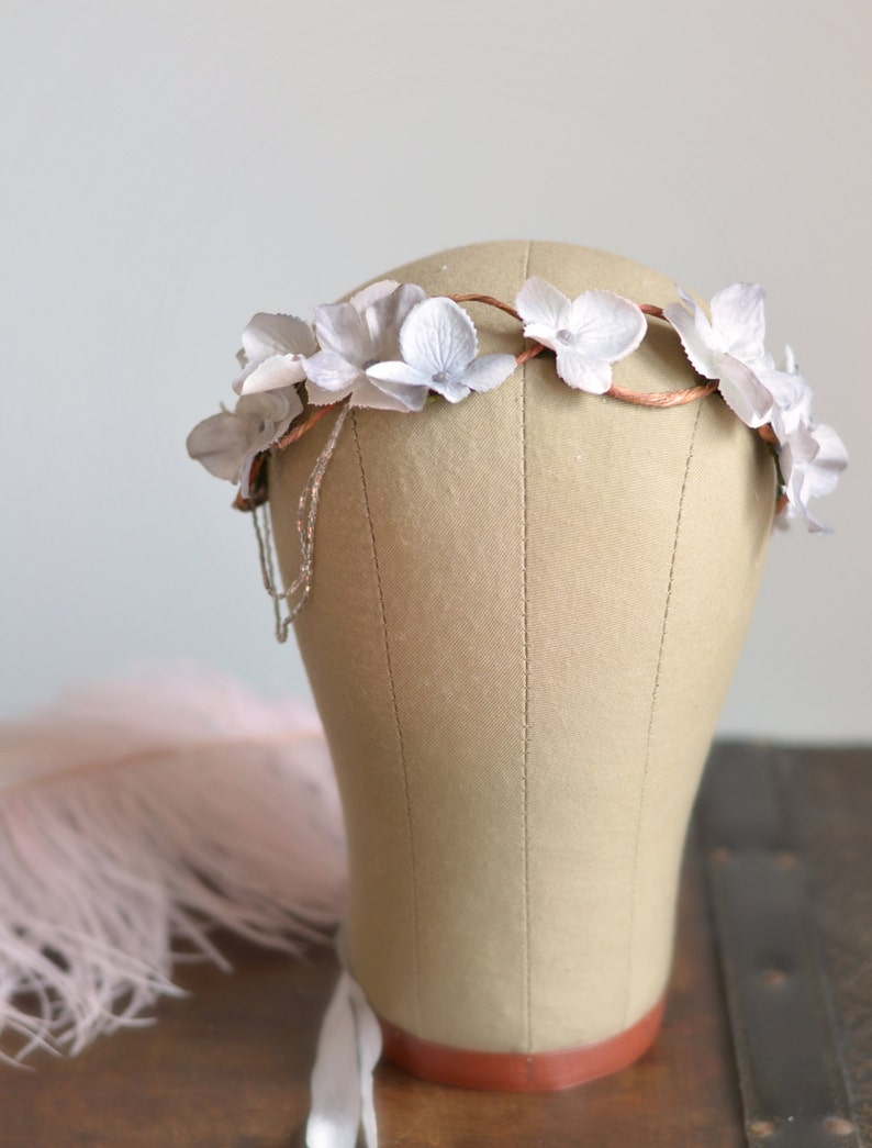 Silver crown, wedding headpiece, grey floral crown, hair wreath, art nouveau headdress, bridal hair accessories Moon garden image 4