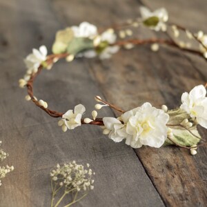 Rustic flower crown, ivory bridal crown, boho chic crown, floral crown, wedding hair accessories, woodland hair wreath, bridal circlet image 4