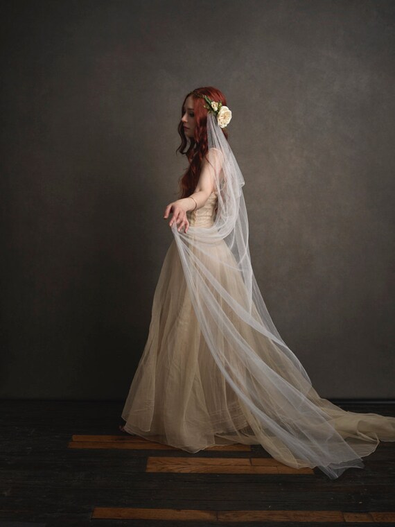Woodland Wedding Head Piece Ivory Wedding Veil Bridal Etsy
