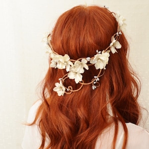 Ivory wedding headpiece, ivory flower crown, hair wreath, bridal crown, wedding accessories, hair accessory by gardens of whimsy Diana image 5