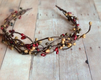 Rustic crown, woodland headband, fall headpiece, berry crown, branch crown, hair accessory by Gardens of Whimsy on Etsy