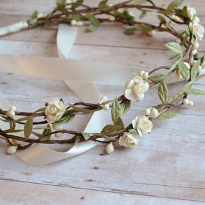 Boho bridal headpiece, ivory flower crown, floral crown, woodland hair wreath, rustic wedding hair accessories Bohemia image 4