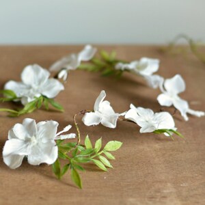 White flower hair vine, Bridal headpiece, Wedding hair accessory, floral hair clip by Gardens of Whimsy Lore image 2