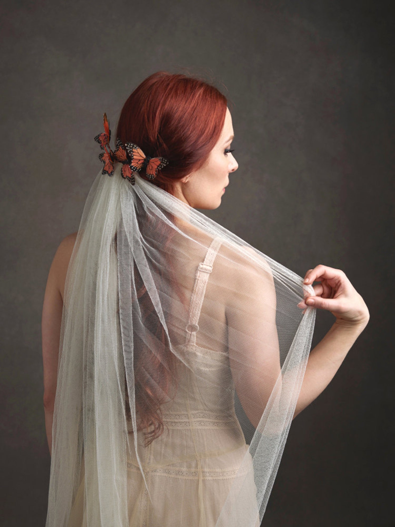 Butterfly Headpiece Wedding Veil Bridal Veil Butterfly Etsy