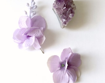 Purple flower bobby pins, bridal clips, hair pins, floral hair pin, wedding clip, hair accessory