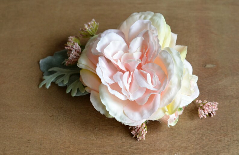 Bridal headpiece, rose comb, wedding flower comb, pink wedding hair piece, woodland hair accessory image 3