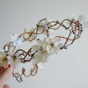 Ivory wedding headpiece, ivory flower crown, hair wreath, bridal crown, wedding accessories, hair accessory by gardens of whimsy Diana image 4