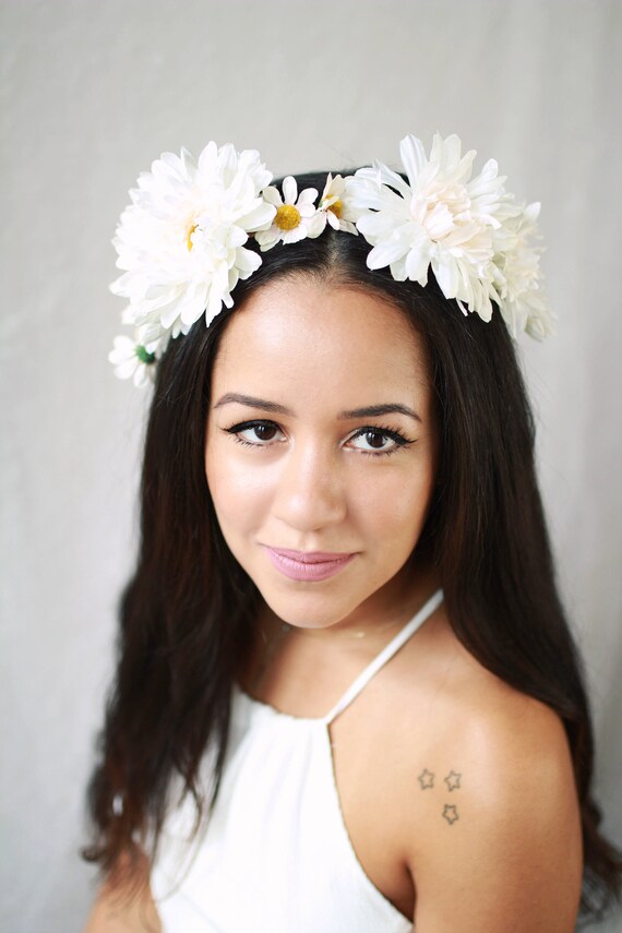 Multi Coloured Daisy Rose Flower Garland Headband Hair Crown Festival Pink 2912