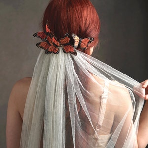 Butterfly headpiece, wedding veil, bridal veil, butterfly comb, wedding headpiece, whimsical head peice, monarch hair accessories - Florence