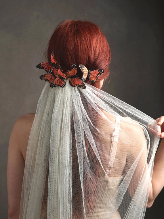 Butterfly Headpiece Wedding Veil Bridal Veil Butterfly Etsy