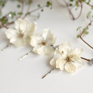 Ivory flower clips, wedding bobby pins, floral clip set, hair pins, woodland hair clips, bridal hair accessory by Gardens of Whimsy - Diana