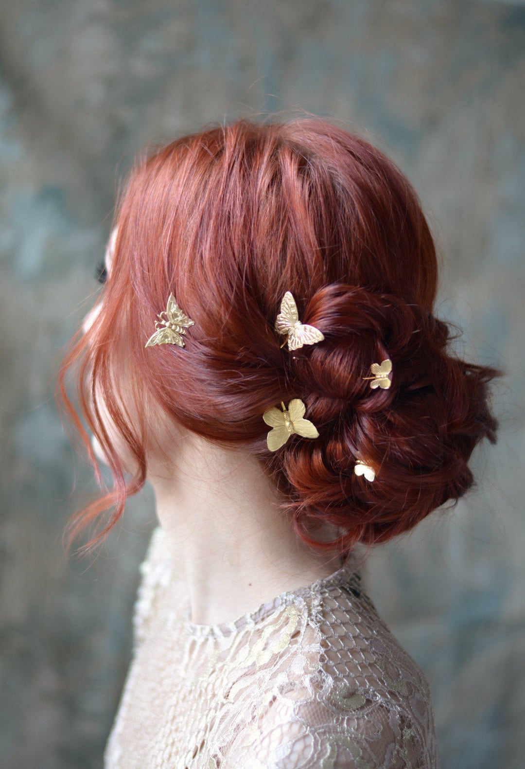 Butterfly Bobby Pins, Golden Hair Pins, Gilded Hair Clips  display picture 2