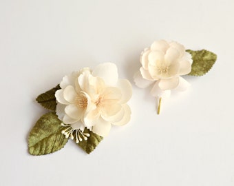 Bridal hair pins, cream flower clips, ivory hair clips, wedding bobby pins, floral clips, wedding hair accessory - Della