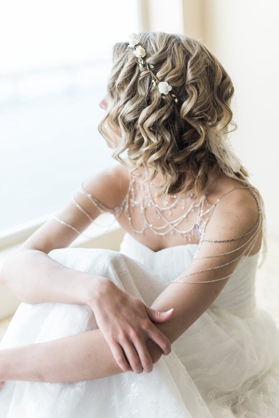Floral crown, boho bridal headpiece, ivory flower crown, woodland hair wreath, rustic wedding, Le Boheme - by Gardens of Whimsy on Etsy
