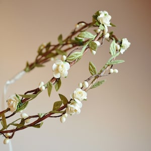 Boho bridal headpiece, ivory flower crown, floral crown, woodland hair wreath, rustic wedding hair accessories Bohemia image 2