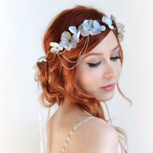 Silver crown, wedding headpiece, grey floral crown, hair wreath, art nouveau headdress, bridal hair accessories Moon garden image 1