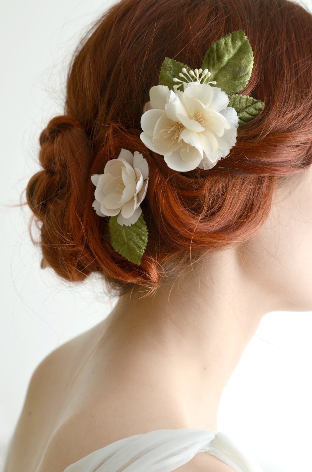 Cream Floral Wedding Hair Flower Pins Bridal Wedding Hair Accessories Amazon.com : Latious Flower Bride Wedding Hair Comb White  main image 4