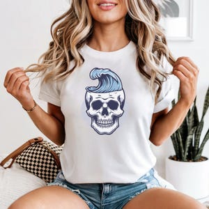 Camiseta retro de calavera y esqueleto: camiseta de algodón estilo rock gótico