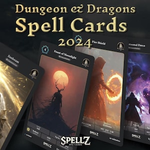 Ensemble de Cartes Spellz 2024 pour Donjons & Dragons | Cartes de Sorts Illustrées | D and D 5e | Grimoire | Cartes Format Tarot
