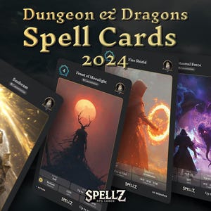 Lot de cartes Spellz 2024 pour donjons et dragons | Cartes magiques illustrées | D&D 5e | Grimoire | Cartes de la taille d'un tarot