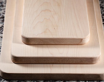Handmade Hard Maple Wood Cutting Board, All Natural, Solid Slab, No Glue
