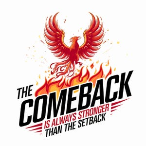 Inspirerende Phoenix Comeback digitale kunst, motiverende print, opbeurende kunst aan de muur, kantoorinrichting, downloadbaar kunstwerk