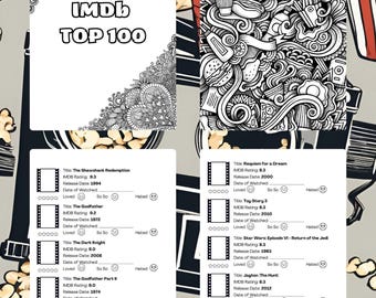 IMDb Top 100 Movie Tracker: Dziennik recenzji filmowych (pobieranie cyfrowe w formacie A4)