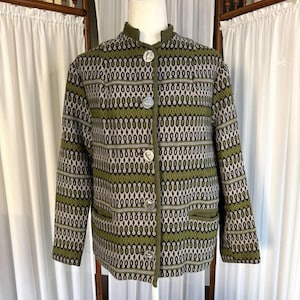 Vintage Striped German Wool Jacket with Roman Coin Buttons
