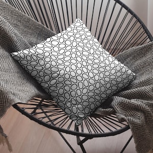 Geometric Throw Pillow with Insert – Exclusive White-Dominant ArttiAmo Design, Black & White Pattern, Sizes 18x18, 20x12, 22x22.