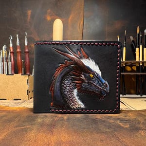 Leder Geldbörse, Drachen Geldbörse, Hand punzierte Leder Geldbörse, Herren Geldbörse, Benutzerdefinierte Geldbörse, Hand geschnitzte Geldbörse, Geschenk Geldbörse, Handgemachte Geldbörse