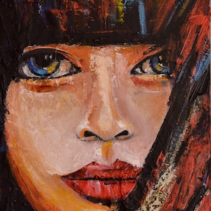 Original art, Women Portraits paintings, Acrylic painting, mix media painting, original wall art, Wall decor