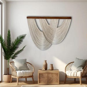 Extra Large Macrame Wall Hanging, Mid Century Wall Art, Modern Hand Woven Tapestry, Wave Wall Hanging, Weaving Wall Art, Fiber Wall Weaving