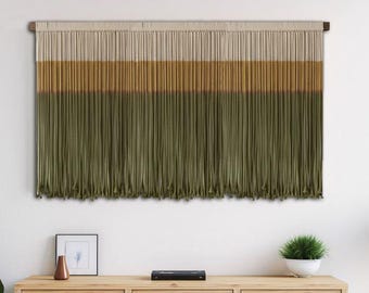 Dip Dye Makramee Wandbehang, Große Chic Fibre Wandkunst, Tapisserie Wandbehang, Bauernhaus Makramee Textilkunst, zeitgenössische gewebte Wandkunst