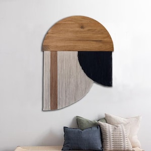 Large Half Moon Macrame Wall Hanging, Mid Century Modern Fiber Art,Geometric And Circle Fiber Wall Hanging, Minimalist Chic Cotton Wall Art