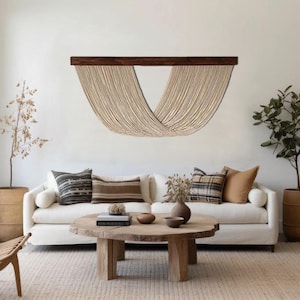 Large Macrame Wall Hanging, Tapestry Hanging, Bohemian Housewarming Gift, Headboard, Macrame Yarn Hanging, Textured Tapestry, Modern Macrame