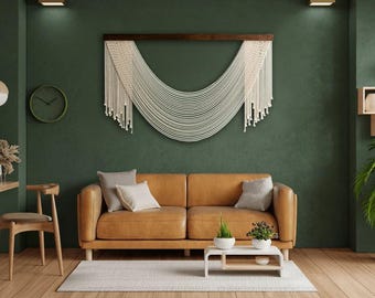 Large Macrame Wall Hanging, Mid Century Modern Fiber Art, Macrame Wall Hanging, Aesthetic Rope Wall Art, Bohemian Headboard Wall Tapestry