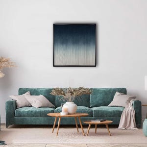 Blue Modern Wall Art, Macrame Wall Art for Headboard Decoration, Tapestry Abstract Wall Hanging, Extra Large Macrame Tapestry, Macrame Art