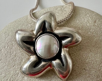 Starfish Mabe Pearl Sterling Silver 925 Large Mexico Brooch Pendant. Mexico 925 Sterling Silver Mabe Pearl Pendant Brooch. Mabe Pearl 925