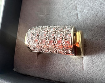 18K Solid Gold Diamond Ring | Heavy Statement Ring | Fine Vintage Jewelry | Luxury Cocktail or Engagement Ring | Gift for Her. 750 18k Gold