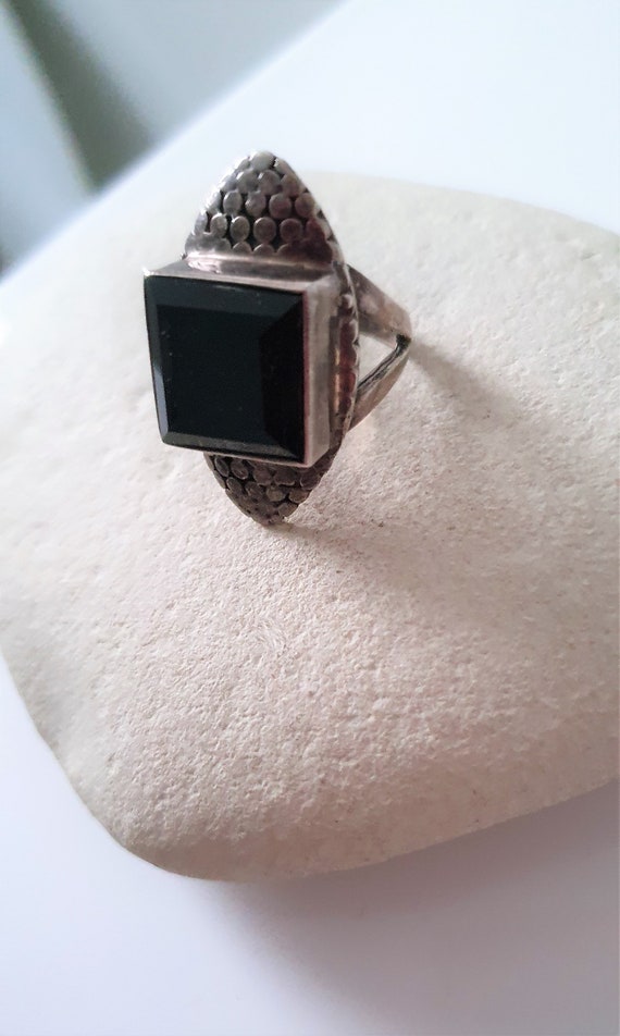 Outstanding Modernist Onyx Sterling Silver 925 Ar… - image 2