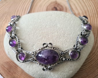 Rare Antique Mexican Amethyst Pendant | Handcrafted Sterling Silver Artisan Jewelry | Vintage Purple Gemstone Necklace | Glamrox Heirloom
