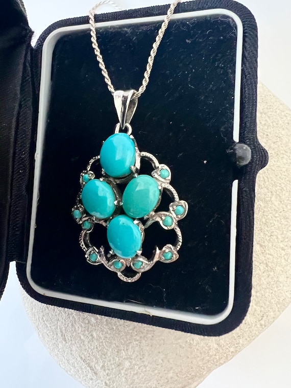 SALE Persian Turquoise Sterling Silver Diamond Cut